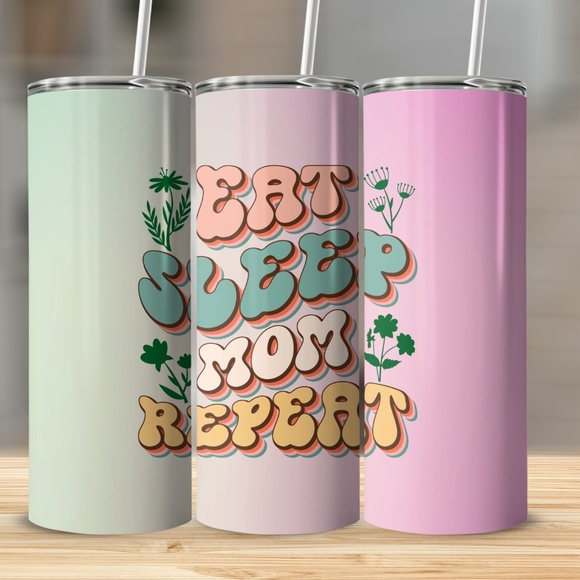 Other - 20 Oz Customizable Straight Tumbler with Sliding Lid and Clear Plastic Straw